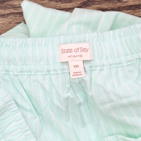 NWT State Of Day Printed Poplin Pajama Pants 100180269MS Tea Green Stripe 2XL - Picture 5 of 6